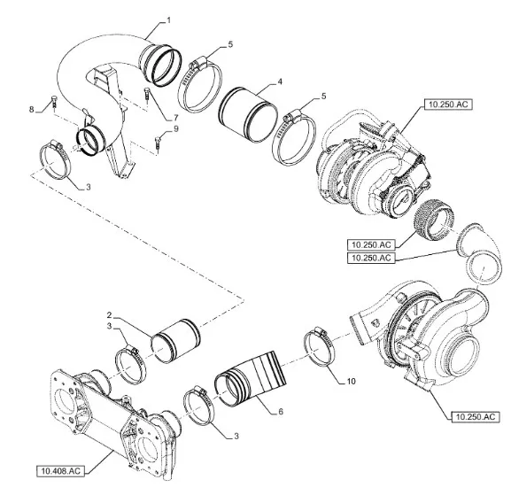 504382424 - Патрубок возд. выс. давл. теплообм. возд. ДВС Cursor13 T9.615/St.